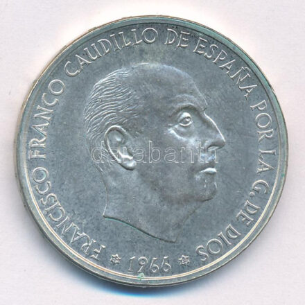 Spanyolország 1966. (68) 100P Ag 'Franco' T:1- Spain 1966. (68) 100 Pesetas Ag 'Franco' C:AU Krause KM#797