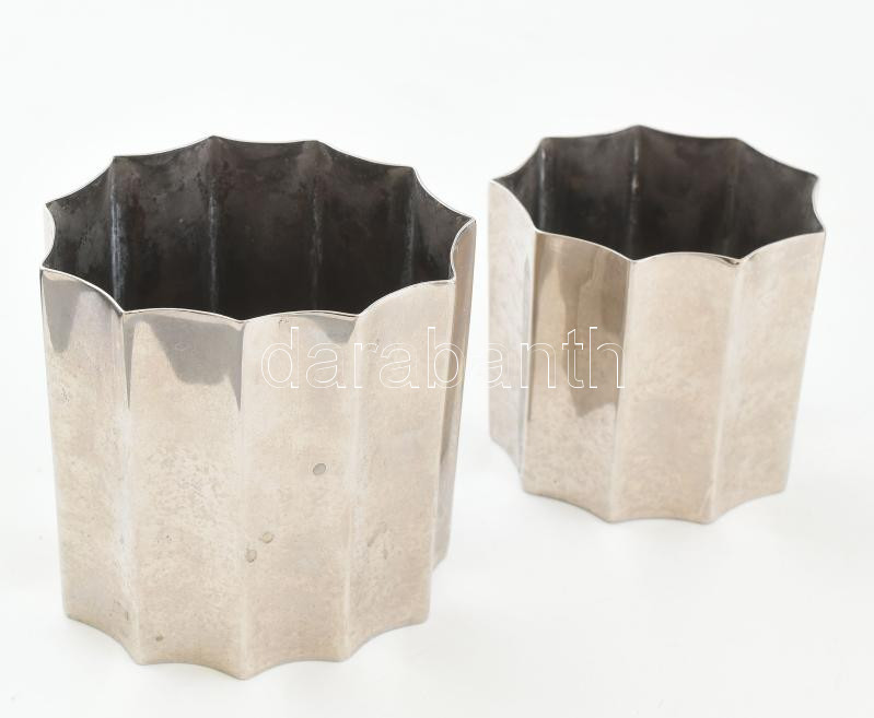 3 darabos Art Deco dohányzószett, nikkelezett fém, kis kopásokkal, - Image 3