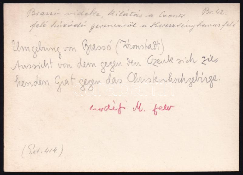 cca 1910 Brassó-vidéki hegyek, Erdélyi Mór felvétele, hátulján feliratozva, 11,5×16 cm / Brasov - Image 2