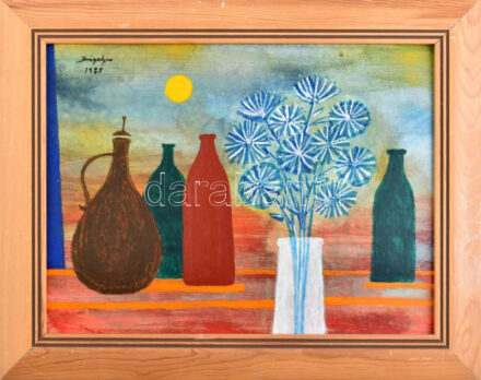 Drégely László (1932-1990): Csendélet. Olaj, farost, jelezve balra fent, fakeretben, 27×37 cm