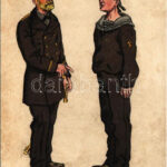 K.u.K. Kriegsmarine Matrosen / WWI Austro-Hungarian Navy mariner art postcard (r)