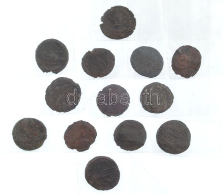 Római Birodalom / Aquileia / II. Constantius 352-355. Follis Br (1,64g) + Thesszaloniki / II. Constantius 355-361. Follis Cu (1,91g) + Thesszaloniki / Constans 364-367. Follis Br (2,01g) + Siscia / I. Valentinianus 364-375. AE3 Cu (2,22g) + Siscia