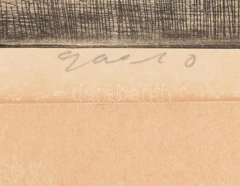 Gaál Domokos (1940-2009): Városliget, rézkarc, papír, jelzett, paszpartuban, 30×50 cm - Image 2