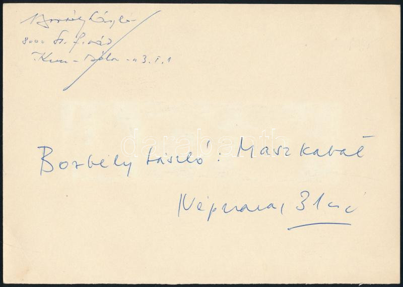 Borbély László (1939-): Maszkabál, tus, papír, jelzett, publikálva: Népszavában, 4,5x15 cm - Image 2