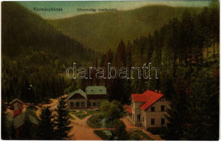 Körmöcbánya, Kremnitz, Kremnica; Zólyomvölgy, Vadászkürt szálloda. Ritter Lipót J. kiadása / hotel, valley