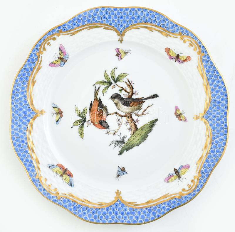 Herendi Rothschild mintás porcelán tál, kézzel festett, jelzett, hibátlan, d: 19 cm