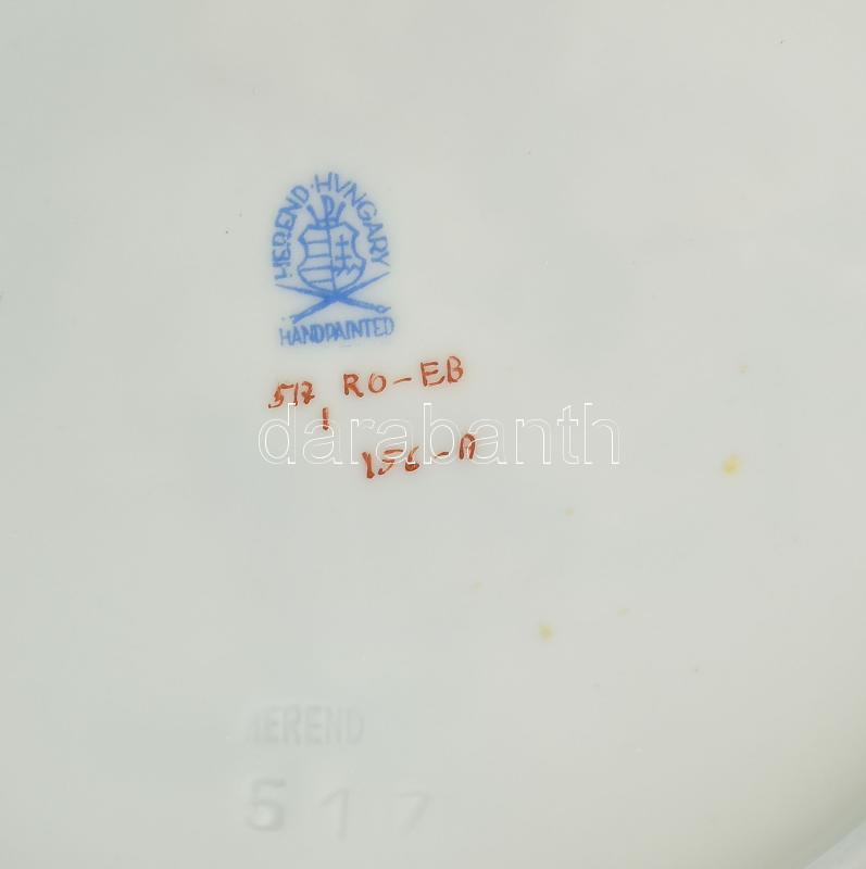 Herendi Rothschild mintás porcelán tál, kézzel festett, jelzett, hibátlan, d: 19 cm - Image 2