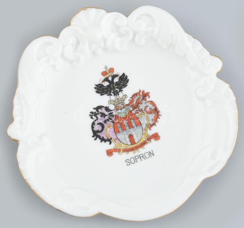 Herendi 'Sopron' porcelán tálka, kézzel festett, jelzett, hajszálrepedéssel, lepattanással, d: 10,5 cm