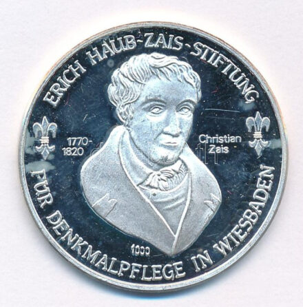 Németország DN 'Christian Zeis' kétoldalas, jelzett Ag emlékérem kapszulában (14,90g/1.000/34mm) T:PP Germany ND 'Christian Zeis' two-sided, hallmarked Ag medallion in capsule (14,90g/1.000/34mm) C:PP