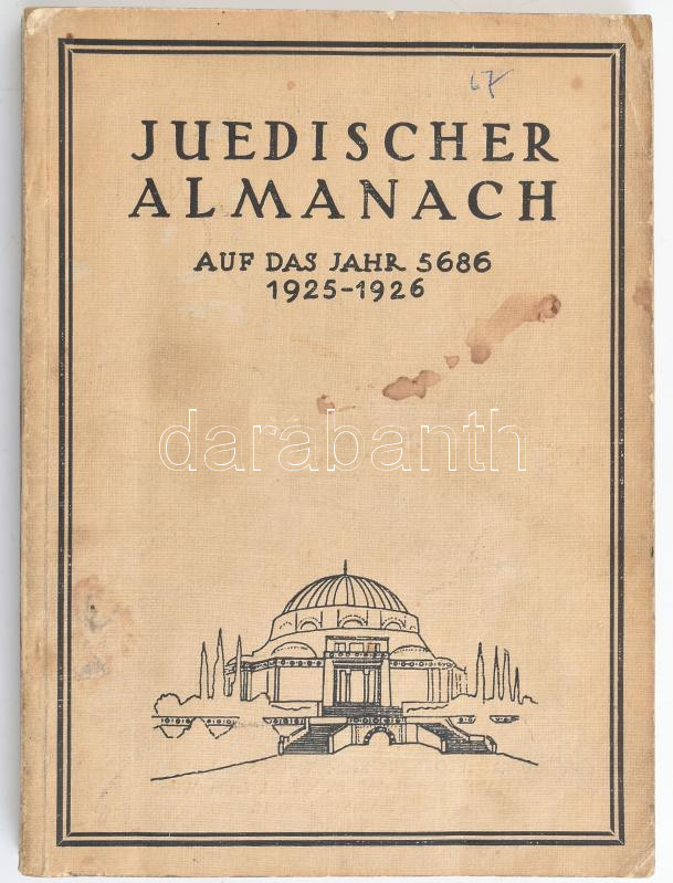 Juedischer Almanach auf das Jahr 5686. 1925-1926. Wien, 1925, 'Juedischen Almanach. Kiadói papírkötés, foltos borítóval.