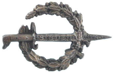 Osztrák-Magyar Monarchia 1916. '44. Rossebb Ezred 1914-16' ezüstözött fém sapkajelvény (28x43mm) T:1- Austro-Hungarian Monarchy 1916. '44th Infantry Regiment 1914-16' silver plated cap badge (28x43mm) C:AU