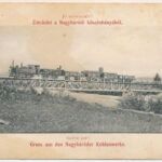 1911 Nagybáród, Borod; Jó szerencsét! Üdvözlet a nagybáródi kőszénbányából. Az iparvasút hídja, gőzmozdony, vonat / Glück auf! Gruss aus den Nagybáróder Kohlenwerke / coal mine, industrial railway's bridge, locomotive, train (EB)