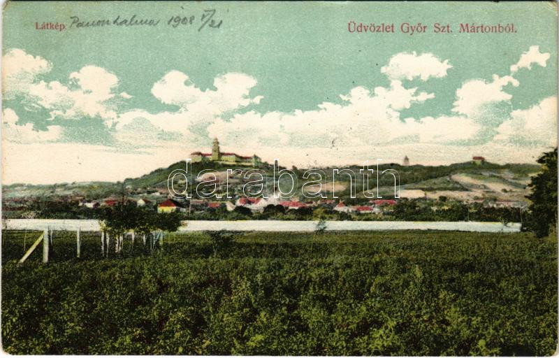 1908 Pannonhalma, Győrszentmárton; látkép. Reichenfeld József kiadása (EK)