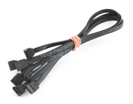 4 darab SATA III kábel 40 cm fekete. Egyenes - derékszög végződéssel.