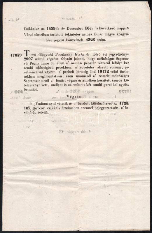 1859 Váradolaszi jegyzőkönyv kivonat