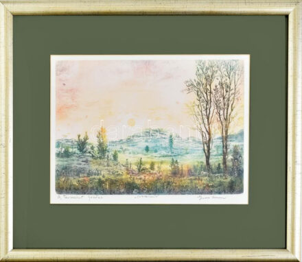 Gross Arnold (1929-2015): A Természet játéka. Színezes nyomat, papír, jelzett. Üvegezett fakeretben, 43x50 cm.