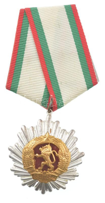 Bulgária 1991. 'Népköztársaság Érdemrend II. fokozat' ezüstözött, aranyozott, műgyantás kitüntetés mellszalagon (40x38mm) T:1- Bulgaria 1991. 'Order of the People's Republic of Bulgaria 2nd Class.' silver plated, gilded decoration