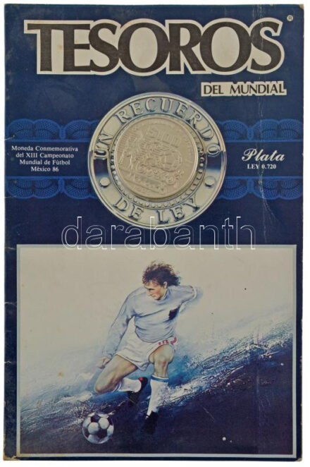 Mexikó 1985. 100P Ag 'Labdarúgó Világbajnokság 1986. - Mexikó' 'Tesoros del mundial' karton díszlapon T:1 Mexico 1985. 100 Pesos Ag 'Football World Cup 1986. - Mexico' on 'Tesoros del mundial' cardboard C:UNC Krause KM#499