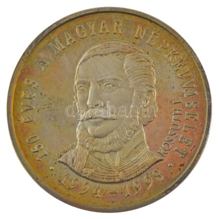 Bognár György (1944-) 1998. '150 éves a magyar népképviselet' Ag emlékérem eredeti dísztokban, tanúsítvánnyal (62,13g/0.925/50mm) T:1 (eredetileg PP) ujjlenyomat, patina