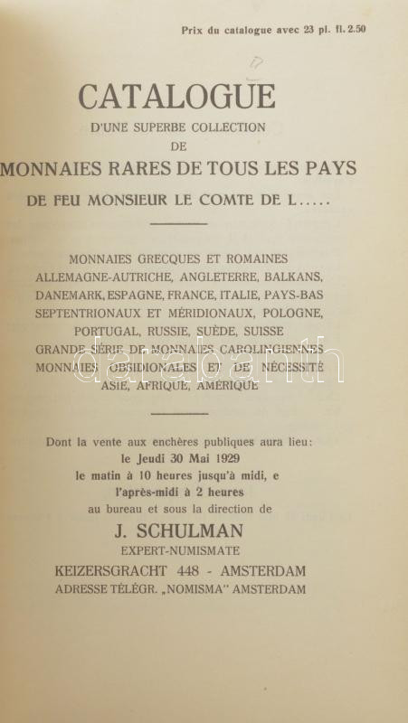 J. Schulmann két darab árverési katalógusa egybekötve: 1929. évi januári (M. Othon Leonardos gyűjtemény) és májusi árverések anyagai. - Image 4