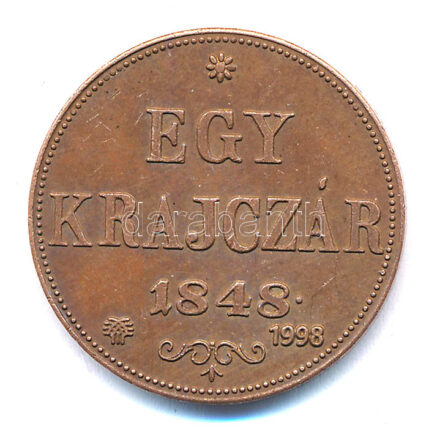 1848KB 1Kr Cu '1998-as jubileumi' utánveret (restrike) T:1-