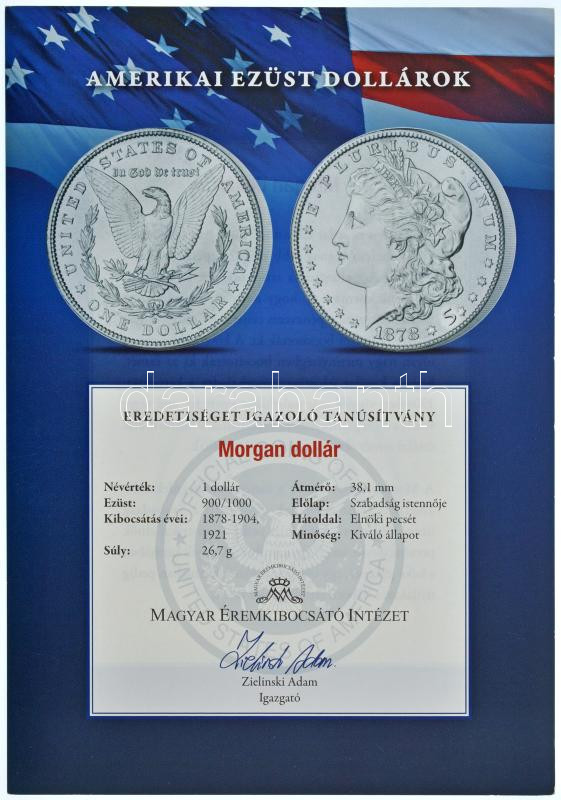 Amerikai Egyesült Államok 1921. 1$ Ag 'Morgan' kapszulában T:2 karc USA 1921. 1 Dollar Ag 'Morgan' in capsule C:XF scratch Krause KM#110 - Image 3