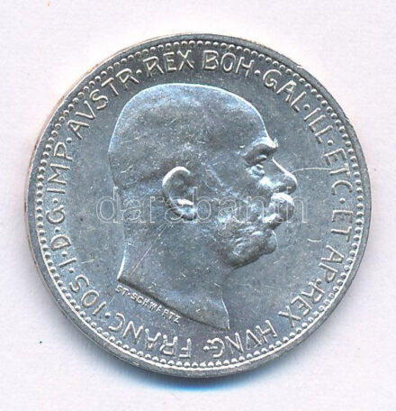 Ausztria 1914. 1C Ag 'Ferenc József' kapszulában T:1- Austria 1914. 1 Corona Ag 'Franz Joseph' in capsule C:AU Krause KM# 2820
