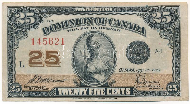 Kanada / Domínium 1923. 25c T:III Canada / Dominion 1923. 25 Cents C:F Krause P#11c
