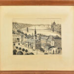Ábrahám Rafael (1929-): Tabán. Rézkarc, papír, jelzett. Üvegezett fakeretben. 21x29,5 cm.