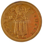 DN 'Magyarok Kincstára - Károly Róbert arany forint' aranyozott rézötvözet utánveret, sérült kapszulában (20mm) T:PP