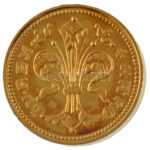 DN 'Magyarok Kincstára - Károly Róbert arany forint' aranyozott rézötvözet utánveret, sérült kapszulában (20mm) T:PP - Image 2