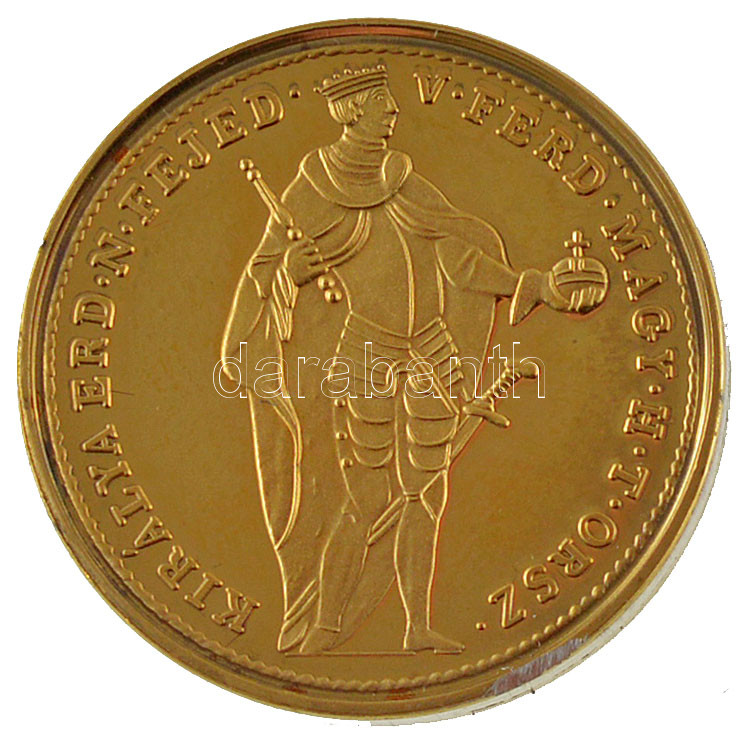 DN 'Magyarok Kincstára - Aranydukát, 1848' aranyozott réz-cink ötvözet utánveret tanúsítvánnyal, kapszulában (20mm) T:PP