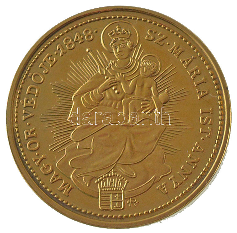 DN 'Magyarok Kincstára - Aranydukát, 1848' aranyozott réz-cink ötvözet utánveret tanúsítvánnyal, kapszulában (20mm) T:PP - Image 2