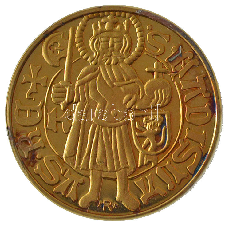 DN 'Magyarok Kincstára - Hunyadi Mátyás aranyforint' aranyozott rézötvözet utánveret kapszulában (20mm) T:PP kis patina - Image 2