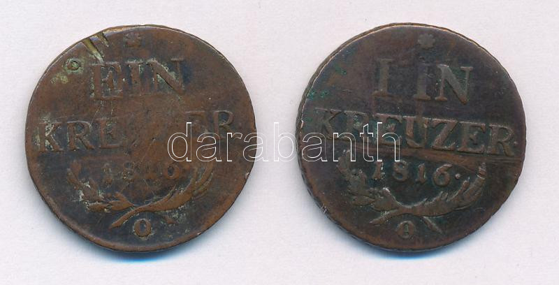 1816O 1kr Cu (2db) T:3 Unger III.: 1406.d, Huszár: 2061.