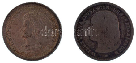 Hollandia 1897. 10c Ag 'Vilma' + 1914. 10c Ag 'Vilma' T:3,1- patina Netherlands 1897. 10 Cents Ag 'Wilhelmina' + 1914. 10 Cents Ag 'Wilhelmina' C:F,AU patina Krause KM#116, KM#145