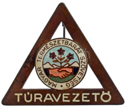 ~1950. 'Magyar Természetbarát Szövetség - Túravezető' zománcozott fém jelvény (35x42mm) T:1-,2