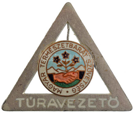 ~1950. 'Magyar Természetbarát Szövetség - Túravezető' zománcozott fém jelvény (35x42mm) T:1-,2