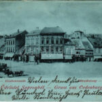 1900 Sopron, Várkerület, Várostorony, Varga és Dukasz üzlete, piac. Kummert N. Lajos kiadása (EB)