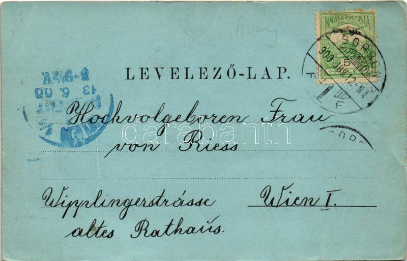 1900 Sopron, Várkerület, Várostorony, Varga és Dukasz üzlete, piac. Kummert N. Lajos kiadása (EB) - Image 2