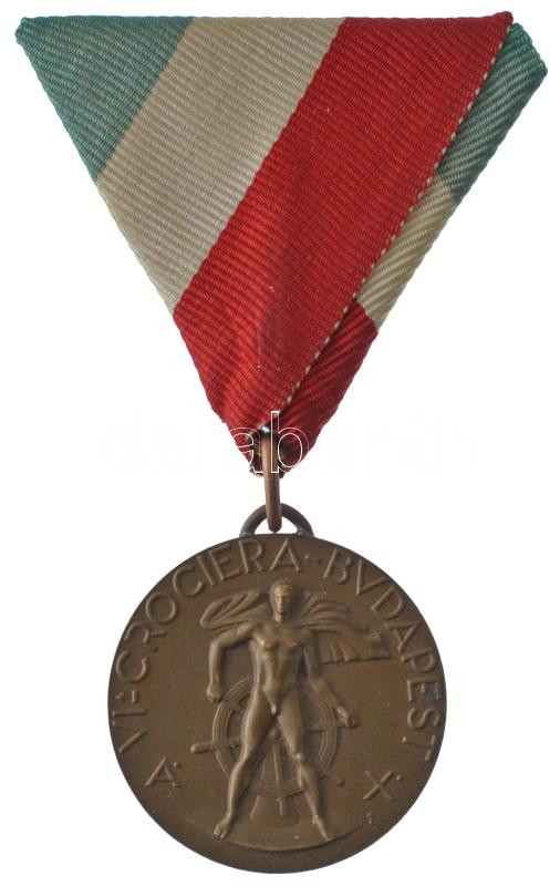 Olaszország 1932. 'VI. Budapesti Sétahajózás / Opera Balilla' bronz emlékérem zöld-fehér-piros mellszalagon (32mm) T:2 / Italy 1932. '6th Cruise in Budapest / Opera Balilla' bronze commemorative medallion on green-white-red ribbon. 'VI - Image 2