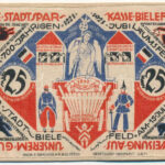 Németország / Weimari Köztársaság / Bielefeld 1921. 25M vászon T:II fo. / Germany / Weimar Republic / Bielefeld 1921. 25 Mark linen C:XF spotted