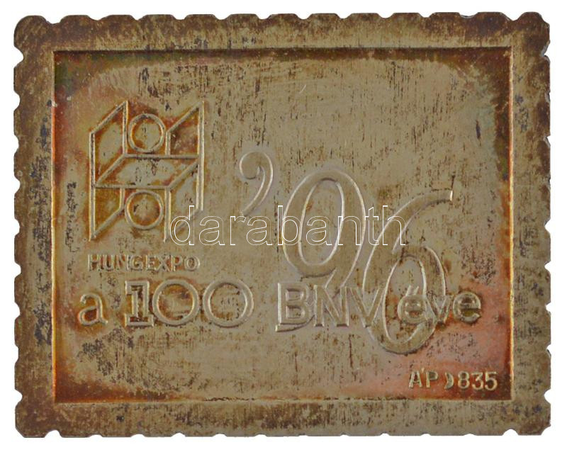 1996. 'HUNGEXPO a 100 BNV éve '96' jelzett Ag bélyegérem, eredeti dísztokban (3,35g/0.835/23x28mm) T:1- patina