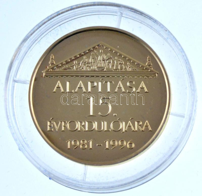 Bognár György (1944-) 1996. 'Inter-Európa Bank Rt. - Budapest / Alapítása 15. évfordulójára 1981-1996' jelzett Ag emlékérem, tanúsítvánnyal, sérült tokban (15,55g/0.925/32mm) T:PP ujjlenyomat, fo. - Image 2