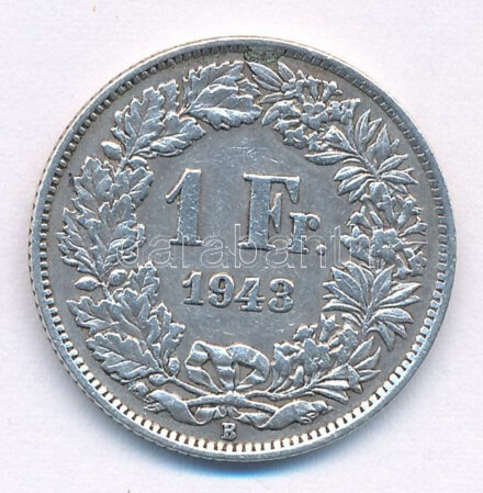 Svájc 1943B 1Fr Ag T:2 Switzerland 1943B 1 Franc Ag C:XF Krause KM#24