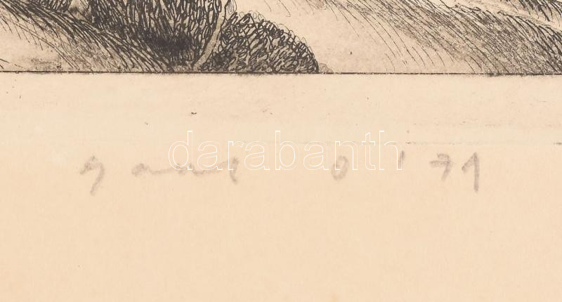 Gaál Domonkos (1940-2009): Győr. Rézkarc, papír, jelzett, kartonra kasírozva, 27×40cm - Image 2