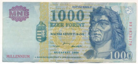 2000. 1000Ft 'Millennium' 'DD 1838178' T:III Adamo F55B3