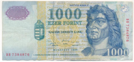 1998. 1000Ft 'DH 7384876' T:III Adamo F55.7