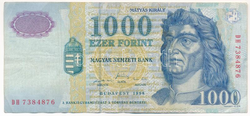 1998. 1000Ft 'DH 7384876' T:III Adamo F55.7