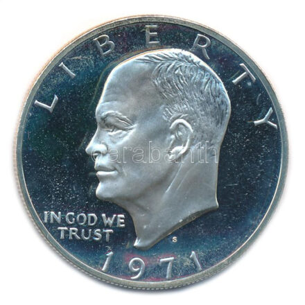 Amerikai Egyesült Államok 1971S 1$ Ag 'Eisenhower' tanúsítvánnyal T:PP USA 1971S 1 Dollar Ag 'Eisenhower' with certificate C:PP Krause KM#203a